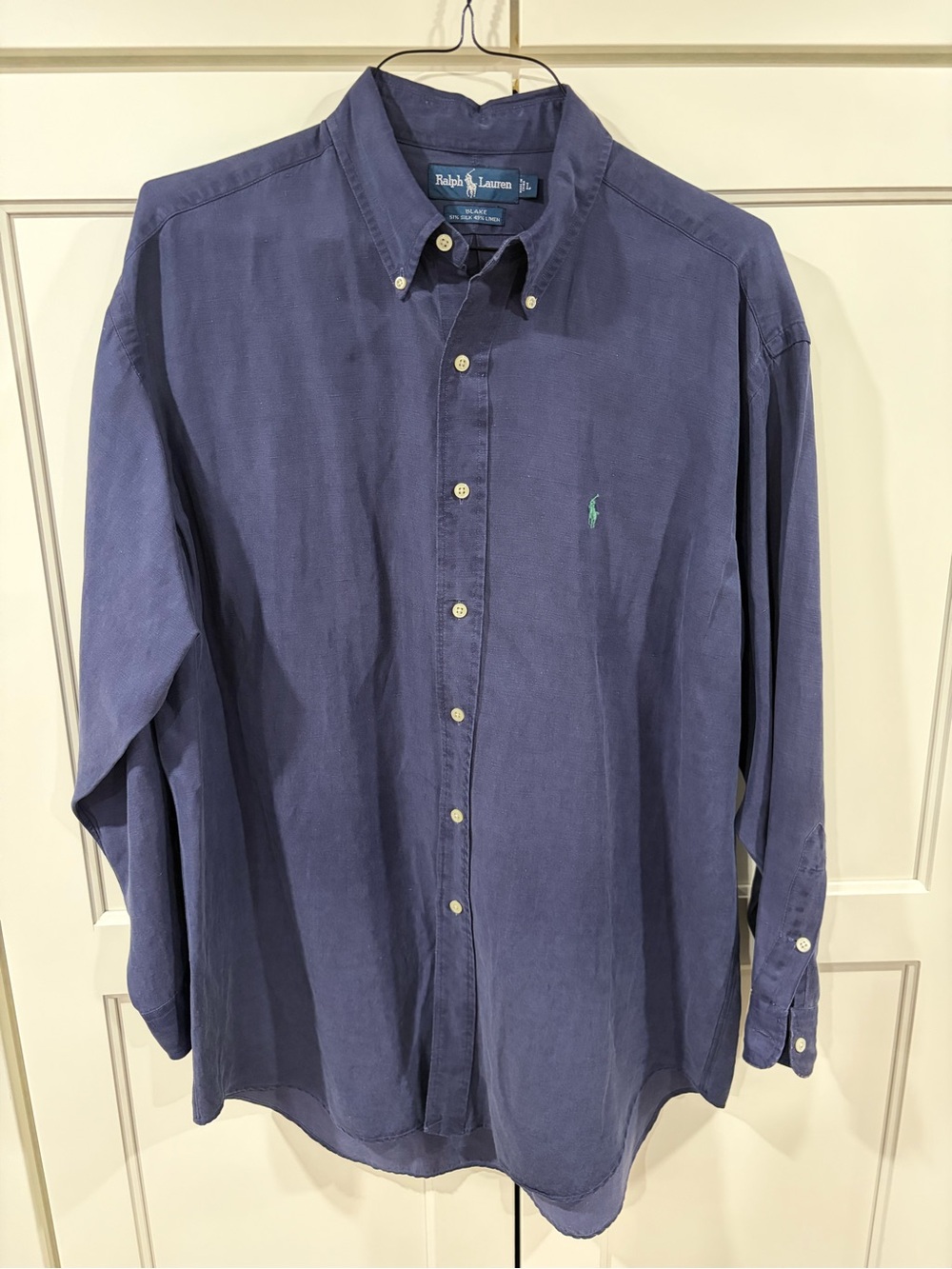 Ralph Lauren Button-Down Long Sleeve Shirt in Navy with Teal Pony